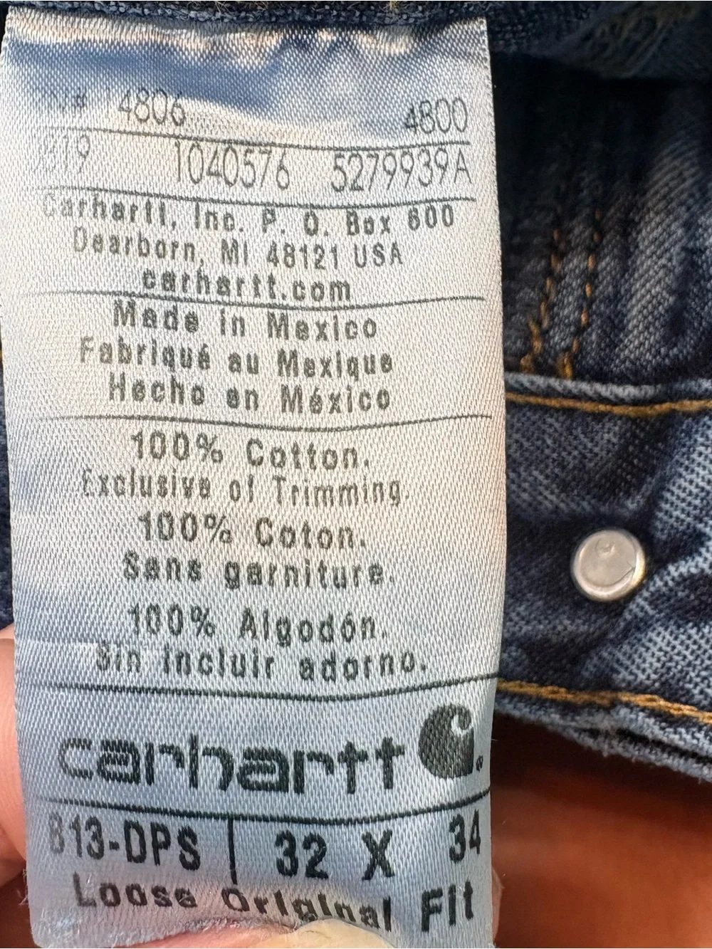 Carhartt Jeans Mens 32 Blue Loose Original Fit Carpenter Workwear Straight